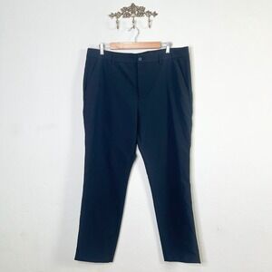 Vince Owen Classic Fit Black Tech Dobby Chino Pants Trousers Mens Size 36 HEMMED